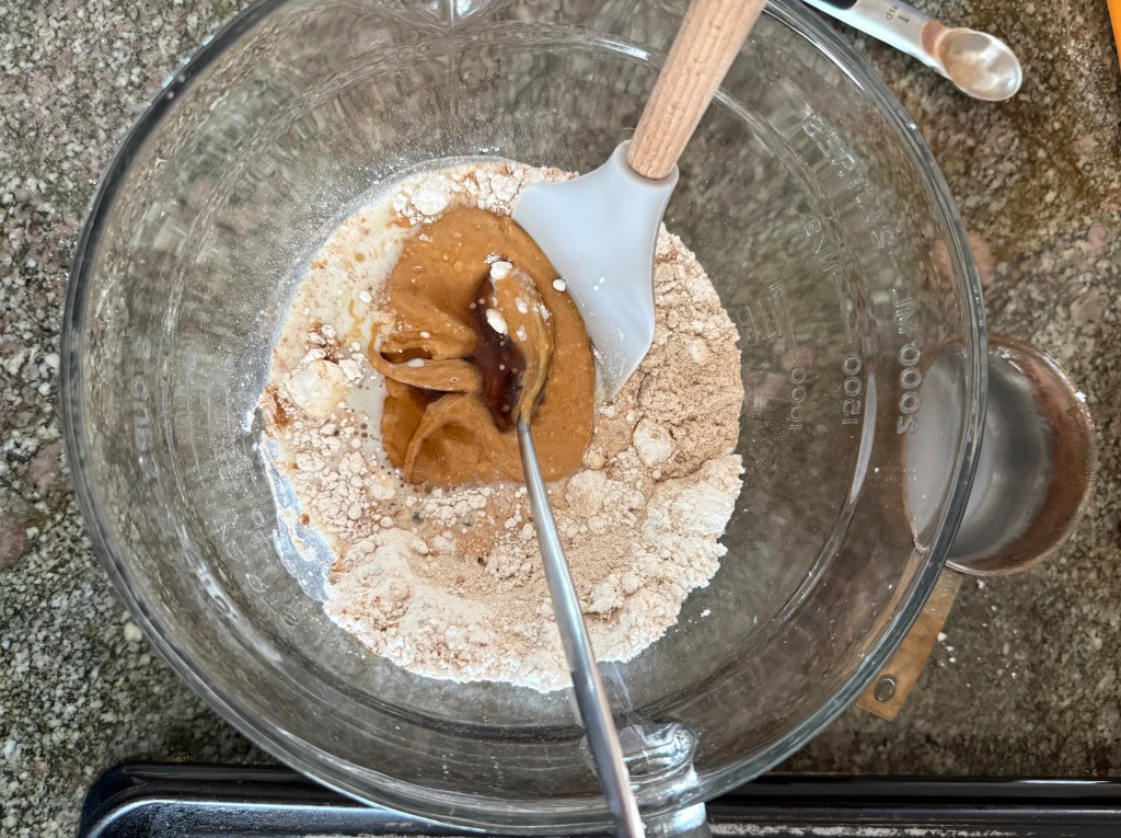 uncombined peanut butter dough ingredients