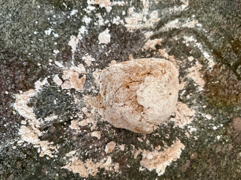 peanut butter cracker dough formed into a ball